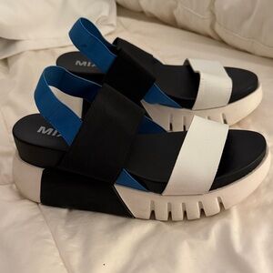 MIA Women's Black, White, and Blue Sandals